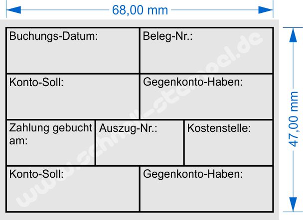 Holzstempel Abdruckmuster Buchung Datum Gegenkonto Kostenstelle