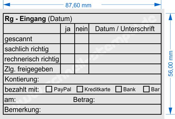 Holzstempel Musterabdruck Kostenstelle Auftragsnummer