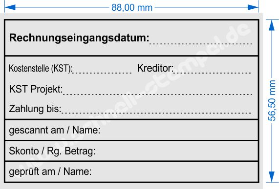 Holzstempel Abdruckmuster Rechnungsstempel Rechnungseingangsdatum Kostenstelle Kreditor