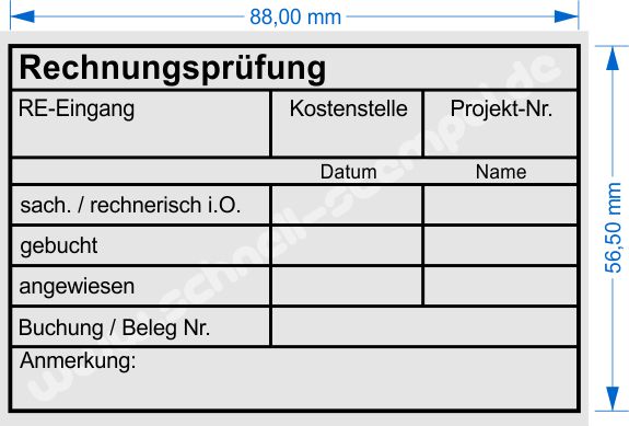 Holzstempel Abdruckmuster Rechnungsprüfung Kostenstelle Projektnummer