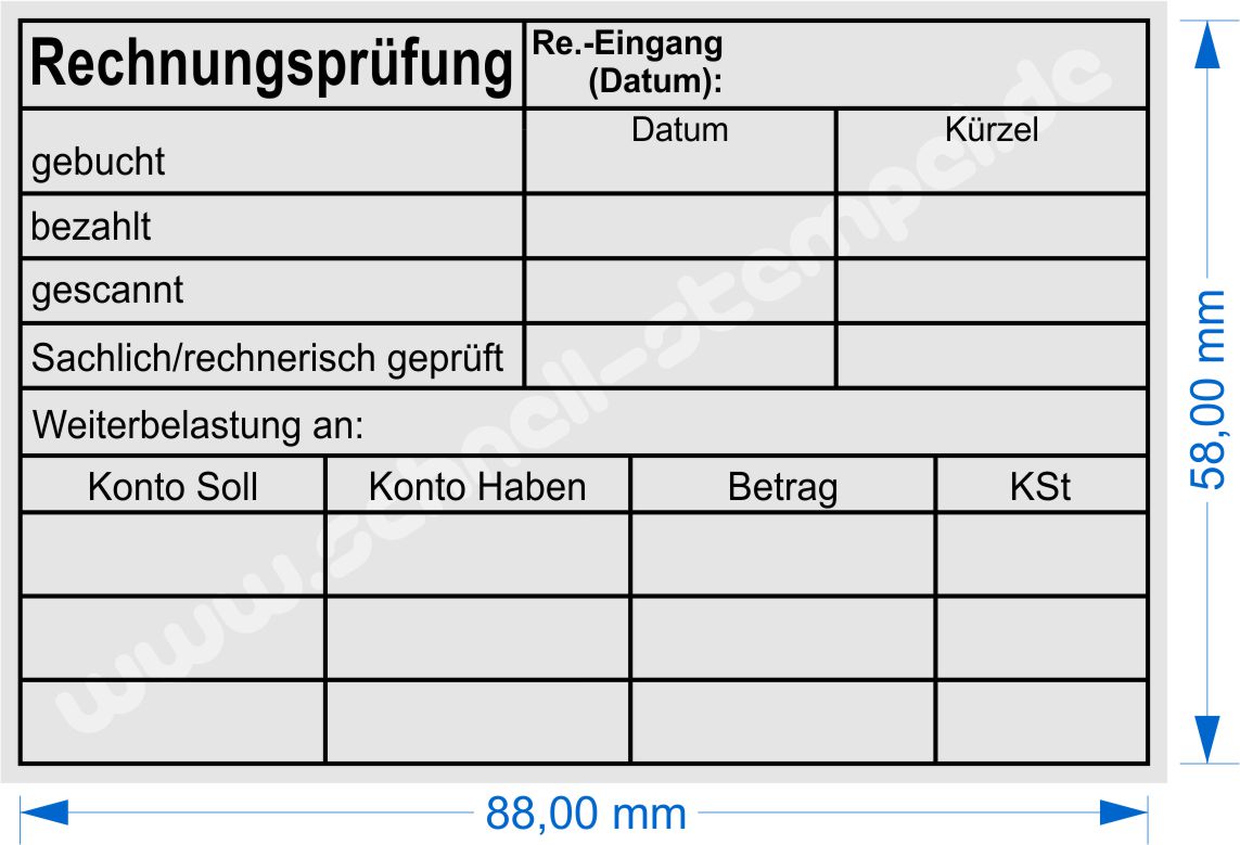 Holzstempel Musterabdruck Rechnungsprüfung Kostenstelle 