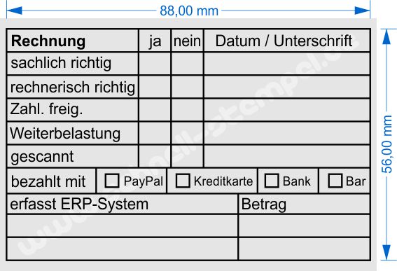 Holzstempel Abdruckmuster Rechnungsstempel Bezahlt PayPal Kreditkarte Bank Bar 