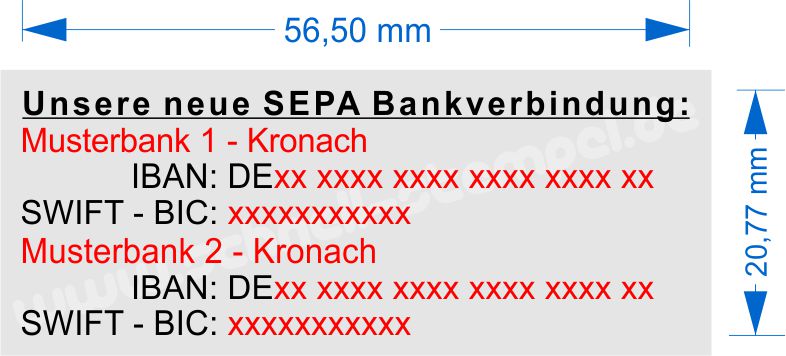 Muster IBAN SWIFT Stempel für 2. Bankverbindungen