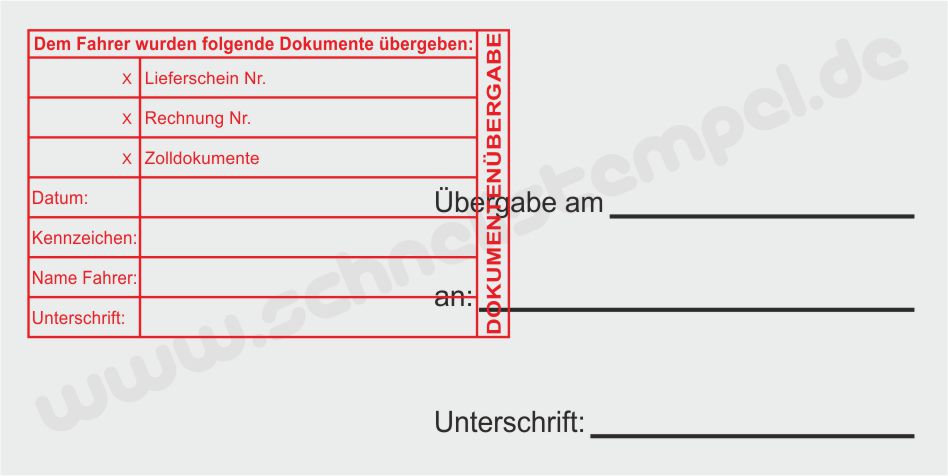 Übergabe stempel  Waren  Papiere