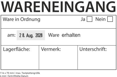 Muster Trodat Professioal 54120L Datumstempel mit Datum Links und individueller Stempelplatte max. 116 x 70 mm