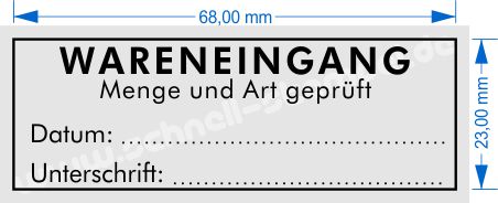 Stempel Wareneingang Menge und Art geprüft