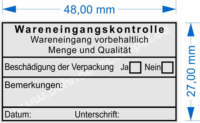 Abdruckmuster Wareneingangskontrollstempel