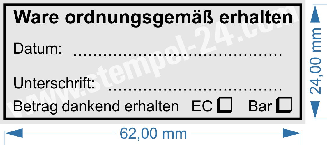 Musterstempel  Ware ordnungsgemäß erhalten Betrag dankend erhalten