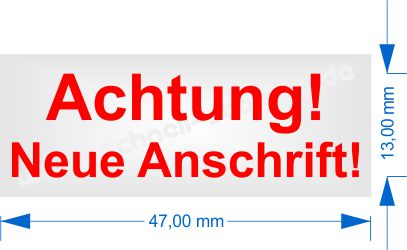 Stempelabdruck Achtung neue Anschrift