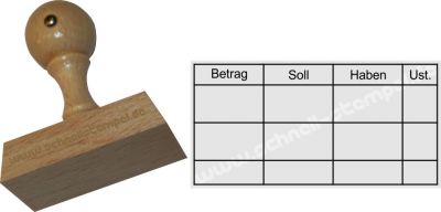 Holzstempel Buchung 35 x70 mm Betrag-Soll-Haben-Ust.