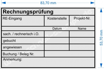 Kontierungsstempel Rechnungsprüfung Kostenstelle Projektnummer 5211