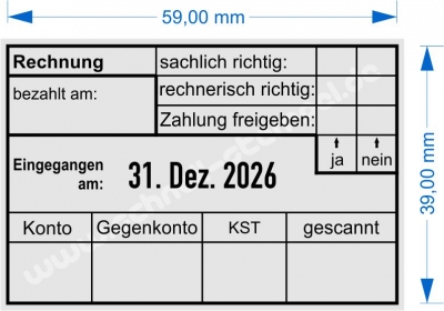 5474 Trodat Professional Kontierungsstempel Rechnung sachlich-richtig rechnerisch-richtig Zahlung-freigegeben Bezahlt-am Konto Gegenkonto KST gescannt