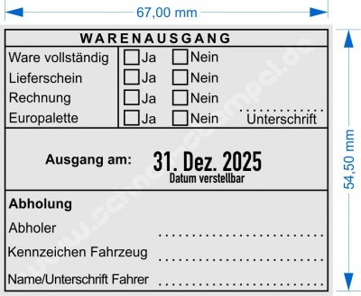 54110 Trodat Professional Warenausgangsstempel-Ware vollständig-Lieferschein-Rechnung-Europalette-Unterschrift-Kennzeichen Fahrzeug