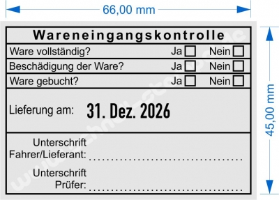 5480 Stempel Wareneingangskontrolle Unterschrift Fahrer Lieferant Prüfer