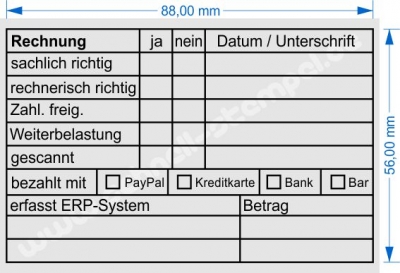 Holzstempel 60x90 RG-Stempel Bezahlt PayPal Kreditkarte Bank Bar