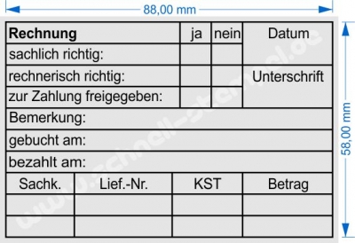 Holzstempel 60x90 Rechnung zur Zahlung freigegeben