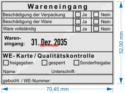 Stempel Wareneingang WE-Karte Qualitätskontrolle • Trodat Professional 54110 •