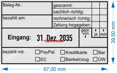 5480 Kontierungsstempel Belegnummer bezahlt mit PayPal Kreditkarte Bar EC Bankeinzug Überweisung