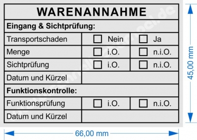 5208 Stempel Warenannahme Funktionskontrolle Sichtprüfung