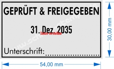 5460 Stempel GEPRÜFT FREIGEGEBEN UNTERSCHRIFT