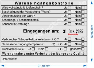 54120R Stempel Wareneingangskontrolle Qualität Eingangstemperatur