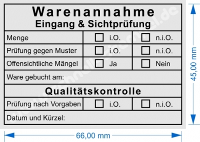 5208 Stempel Warenannahme Prüfung nach Sichtkontrolle Qualitätsprüfung