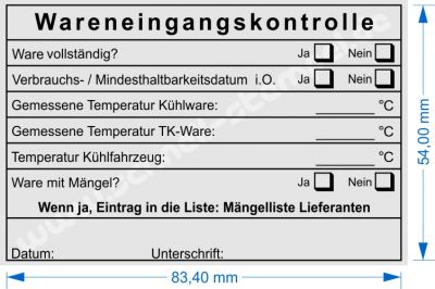 Stempel Wareneingangskontrolle Tiefkühlware 5211