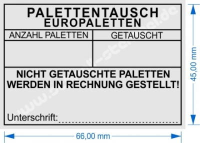 5208 Stempel Palettentausch Europaletten nicht getauschte Paletten werden in Rechnung gestellt.