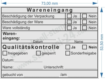 Stempel Wareneingang Qualitätskontrolle Sonderfreigabe 5211