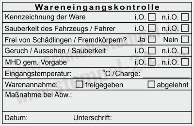 Stempel Warenannahme Lebensmittelkontrolle Charge • 5211