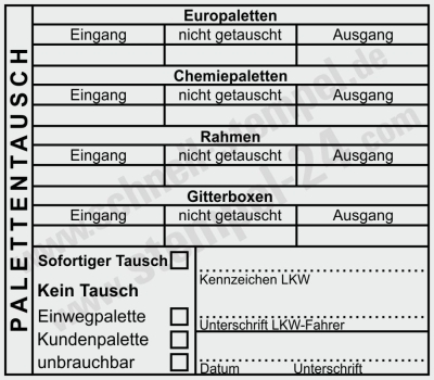 Stempel Palettentausch Chemiepaletten Europaletten Gitterboxen | 5212