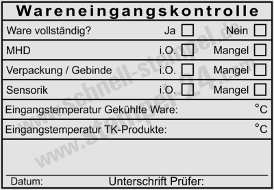 HACCP Kontrollstempel Wareneingang Temperaturprüfung Sensorik & Mindesthaltbarkeit  • 5208