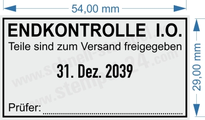 Stempel Endkontrolle In Ordnung Teile zum Versand freigegeben | 5460