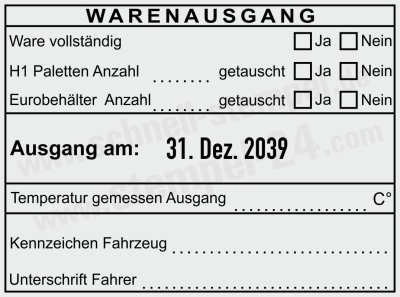 HACCP Warenausgangsstempel H1 | Paletten & Eurokisten | Temperatur gemessen | 54110