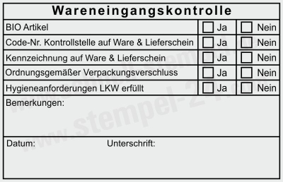 Stempel Warenkontrolle HACCP nach Grundsätzen und Hygieneanforderungen • 5211