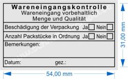 Stempel Wareneingangskontrolle Bemerkung 5206