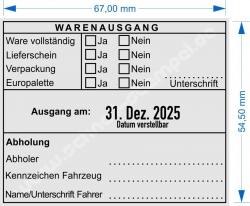 54110 Trodat Professional Warenausgangsstempel-Ware vollständig-Lieferschein-Verpackung-Europalette-Unterschift