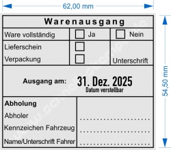 54110 Trodat Professional Warenausgangsstempel-Ware vollständig-Lieferschein-Verpackung-Abholung-Unterschrift-Kennzeichen Fahrzeug