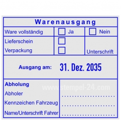 54110 Trodat Professional Warenausgangsstempel-Ware vollständig-Lieferschein-Verpackung-Abholung-Unterschrift-Kennzeichen Fahrzeug