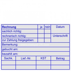 Holzstempel 60x90 Rechnung zur Zahlung freigegeben