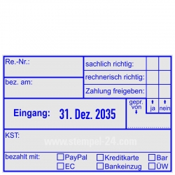 Stempel Rechnung bezahlt am bezahlt mit PayPal Kreditkarte Bar EC Bankeinzug Überweisung • Trodat Professional 5480 •