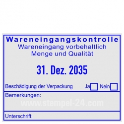 5480 Stempel Wareneingangskontrolle Wareneingang vorbehaltlich Menge und Qualität