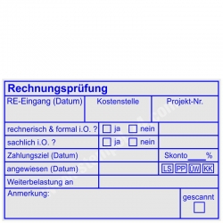 Stempel Rechnungsprüfung Rechnungseingang Kostenstelle Projektnummer 5211