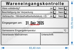 Stempel Lebensmittelkontrolle Verbrauchsdatum gemessene Temperatur 54110