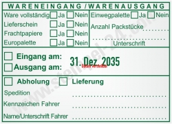 Wareneingangstempel Warenausgangsstempel Abholung Lieferant 54110