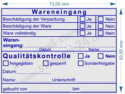 Stempel Wareneingang Qualitätskontrolle Sonderfreigabe 5211