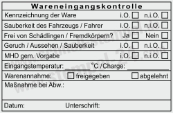 Stempel Warenannahme Lebensmittelkontrolle Charge • 5211