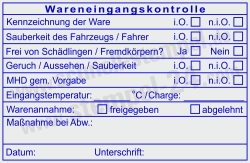 Stempel Warenannahme Lebensmittelkontrolle Charge • 5211