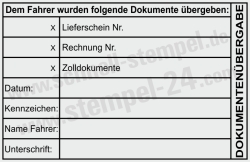 Stempel Dokumentenübergabe Lieferschein Rechnung Zolldokumente • 5211 •