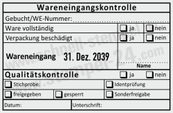 Stempel Wareneingangskontrolle Qualität Gebucht Wareneingangsnummer Identprüfung • 54110 •